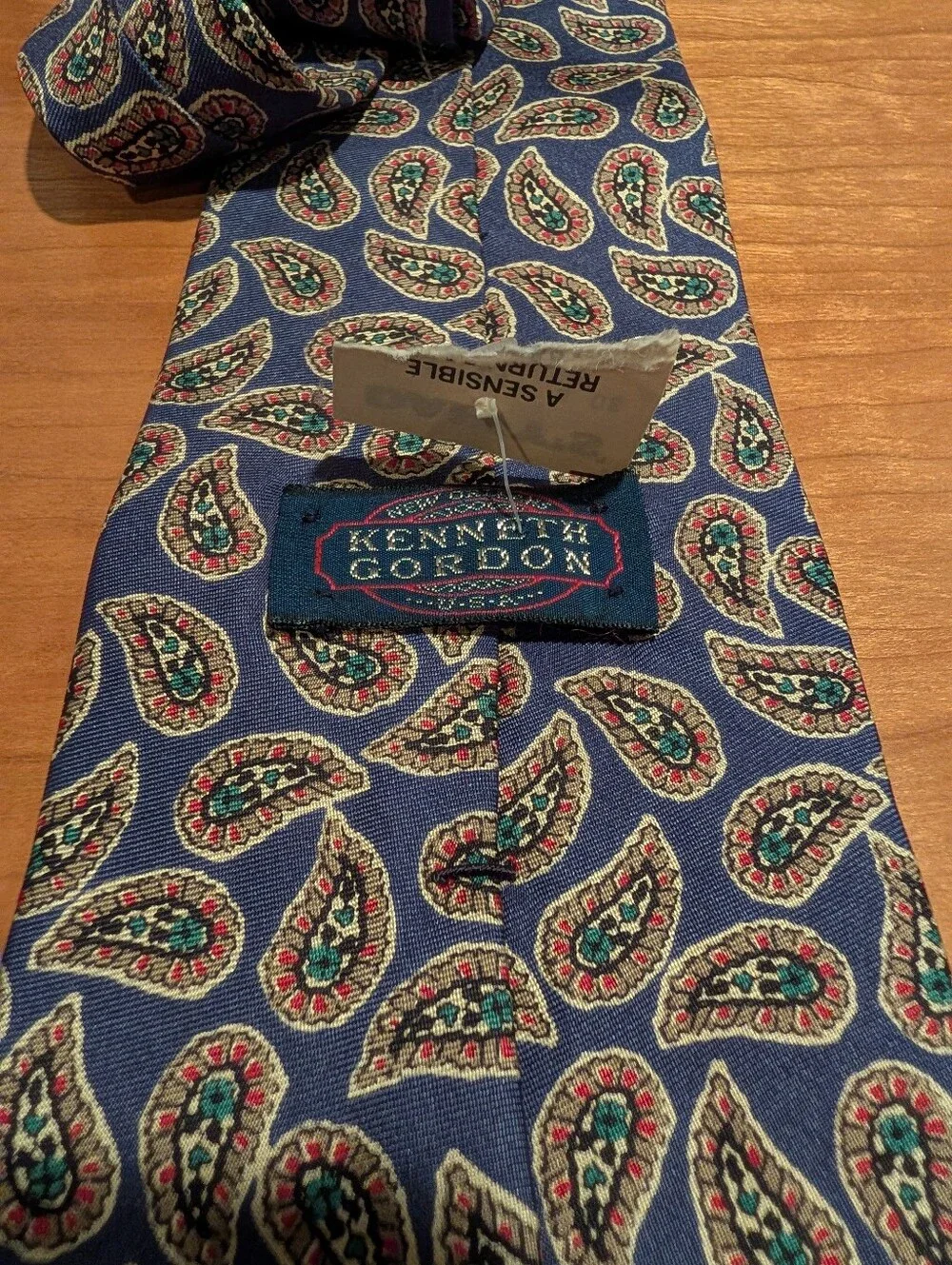 Kenneth Gordon Paisley Men's Neck Tie in Navy Blue